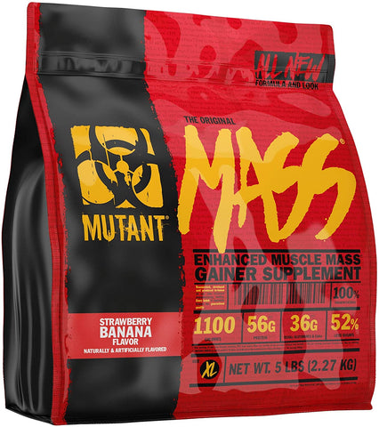 Mutant Mass Weight Gainer Protein Powder – Build Muscle Size and Strength with 1100 Calories – 56 g Protein – 26.1 g EAAs – 12.2 g of BCAAs – 5 lbs – Strawberry Banana