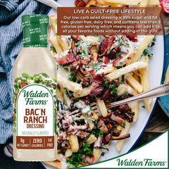 Walden Farms Bacon Ranch Dressing, 12 oz Bottle, Fresh and Delicious Salad Topping, Sugar Free 0g Net Carbs Condiment, Cool and Tangy, 2 Pack