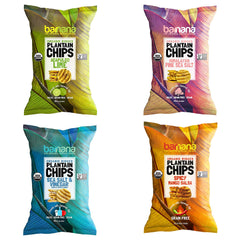 Barnana Organic Plantain Chips - Variety Pack - 5 Ounce, 4 Pack Plantains - Barnana Salty, Crunchy, Thick Sliced Snack - Best Chip For Your Everyday Life - Cooked in Premium Coconut Oil