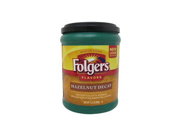 Folgers Flavors Hazelnut Decaffeinated Ground Coffee, 11.5-Ounce Tubs (Pack of 6)