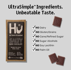 Hu Chocolate Bars | 8 Pack Salty Chocolate | Natural Organic Vegan, Gluten Free, Paleo, Non GMO, Fair Trade Dark Chocolate | 2.1oz Each