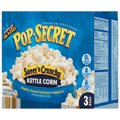 Pop Secret Popcorn, Sweet 'n Crunchy Kettle Corn Microwave Popcorn, 2.64 Oz Sharing Bags, 3 Ct