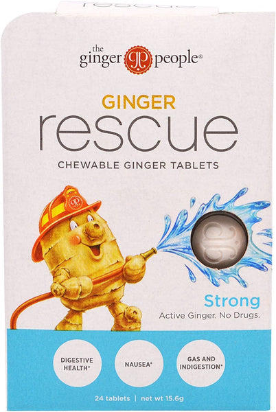 The Ginger People, Ginger Rescue, Chewable Ginger Tablets, Strong, 24 Tablets (15.6 g) - 2PC