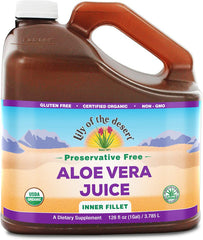 Lily of the Desert Aloe Vera Juice Drink, USDA Certified Organic Inner Fillet, Vegan Dietary & Immune Support, Antioxidant Beverage, Gluten Free Liquid Digestive Aid, No Water Added, 128 Fl Oz