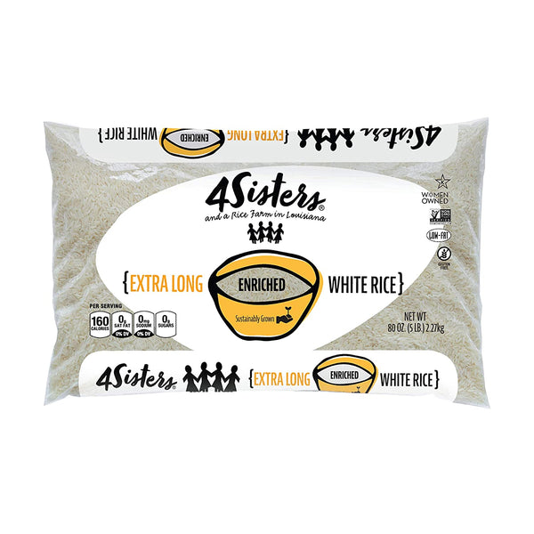 4 Sisters Rice, Rice Long Grain White Enriched, 80 Ounce