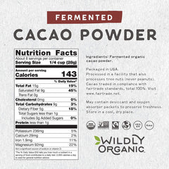 Fermented Organic Cacao Powder - Organic Chocolate - Raw Cacao Powder Organic - Cacao Powder Organic Raw - Minimally Processed - Fermented Cacao Powder - Fair Trade Cacao - 8 Oz - Wildly Organic