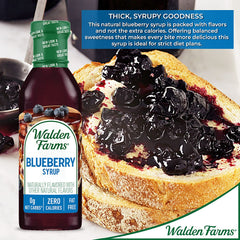 Walden Farms Blueberry Sugar Free Syrup for Pancakes, Waffles, French Toast, and Fresh Pastries, 0g Net Carbs, Calories, Fat, or Gluten, Kosher Certified, 12 oz. Bottle, 2 Pack