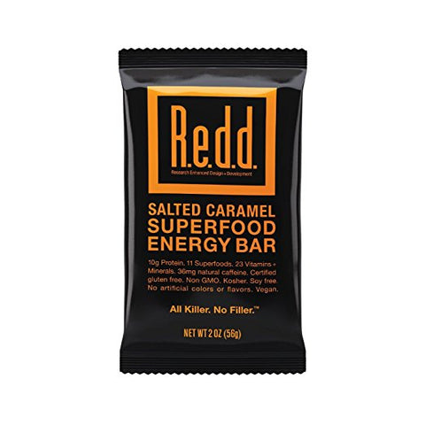 Redd Gluten Free Vegan Superfood Energy Bar, Salted Caramel, 12 Count
