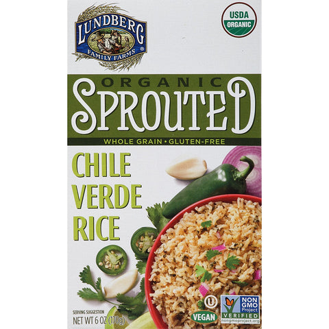 Lundberg Family Farms Organic Sprouted Rice, Chile Verde, 6 Ounce