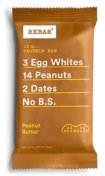 RXBAR Whole Food Protein Bar, Peanut Butter, 12 Count