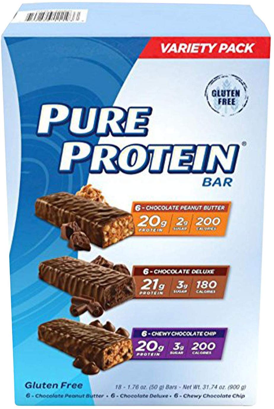 Pure Protein Bars, High Protein, Nutritious Snacks to Support Energy, Low  Sugar, Gluten Free, Chocolate Deluxe, 1.76 oz., 12 Count(Pack of 1)