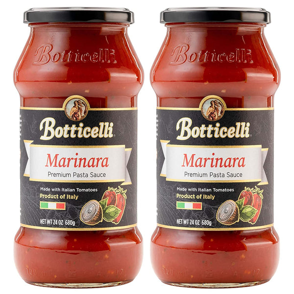 Marinara Premium Italian Pasta Sauce by Botticelli, 24oz Jars (Pack of 2) - Product of Italy - Whole30 Approved - Gluten-Free - No Added Sugar, Artificial Colors, Flavors, or Preservatives