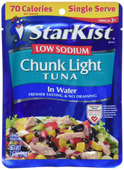 Starkist Low Sodium Chunk Light Tuna in Water 2.6oz Pouch (Pack of 12)