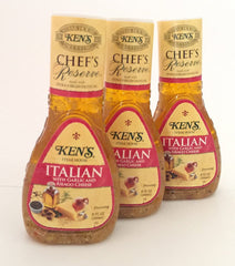 Ken's Steak House Chef's Reserve Italian Dressing with Garlic & Asiago Cheese (Pack of 3) 9 oz Bottles