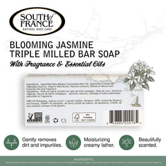 Blooming Jasmine Clean Bar Soap by South of France Clean Body Care | Triple-Milled French Soap with Organic Shea Butter + Essential Oils | Vegan, Non-GMO Body Soap | 6 oz Bar – 4 Pack