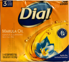 Dial Skin Care Bar - Marula Oil - Gentle Cleansing - 4 OZ (113 g) Per Bar - 3 Count Bars Per Package - Pack of 4 Packages