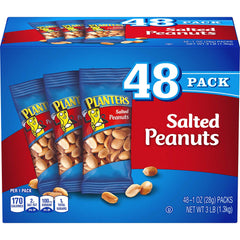 PLANTERS Salted Peanuts, 1 oz. Bags (48 Pack) | Snack Size Peanuts with Sea Salt & Simple Ingredients | Convenient Snacking | On the Go Snacks | Kosher